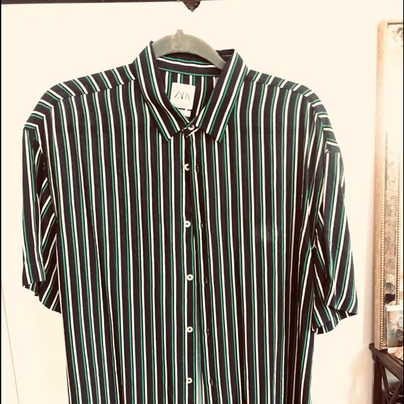 Zara oversized Striped Button Up Unisex - Picture 1 of 3